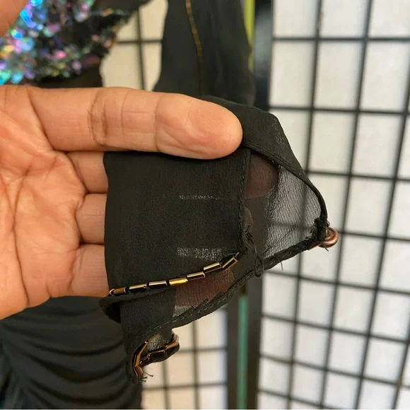 80'S CASADEI Ruched Beaded & Sequined Party Dress Size 4 - Picture 13 of 15